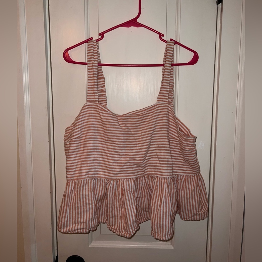 American Eagle Cropped Babydoll Stripped Tank